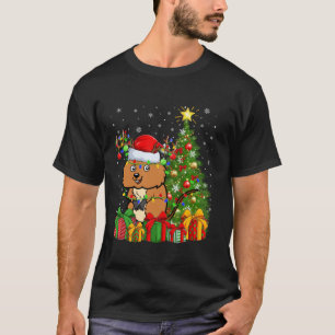Camiseta Árbol de Navidad Quokka iluminando Santa Hat Quokk