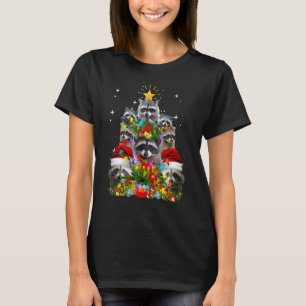Camiseta Árbol de Navidad Raccoon enciende Navidad Pajama R