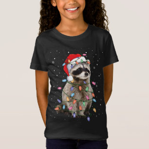 Camiseta Árbol de Navidad Raccoon enciende Pajama Santa Rac