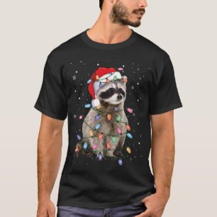 Camiseta Árbol de Navidad Raccoon enciende Pajama Santa Rac