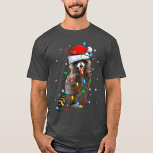 Camiseta Árbol de Navidad Raccoon ilumina Pajama Racoon Lov