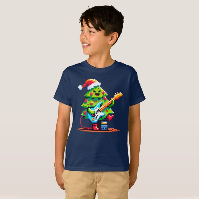 Camiseta Árbol de Navidad Rockstar - guitarra de tocador de (Anverso completo)