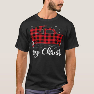 Camiseta Árbol de navidad rojo búfalo trenzado camión rojo 