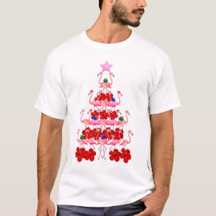 Camiseta Árbol de Navidad Rosa Flamingo