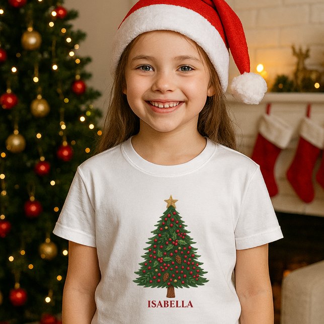 Camiseta árbol de navidad rústico de moda de campo blanco (Subido por el creador)