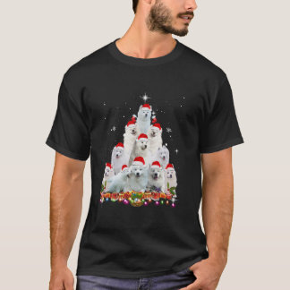 Camiseta Árbol de Navidad Samoyed Santa Hat ilumina a niños
