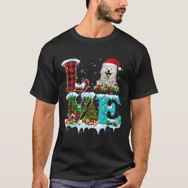 Camiseta Árbol de Navidad Samoyen enciende Navidad de Santa (Anverso)
