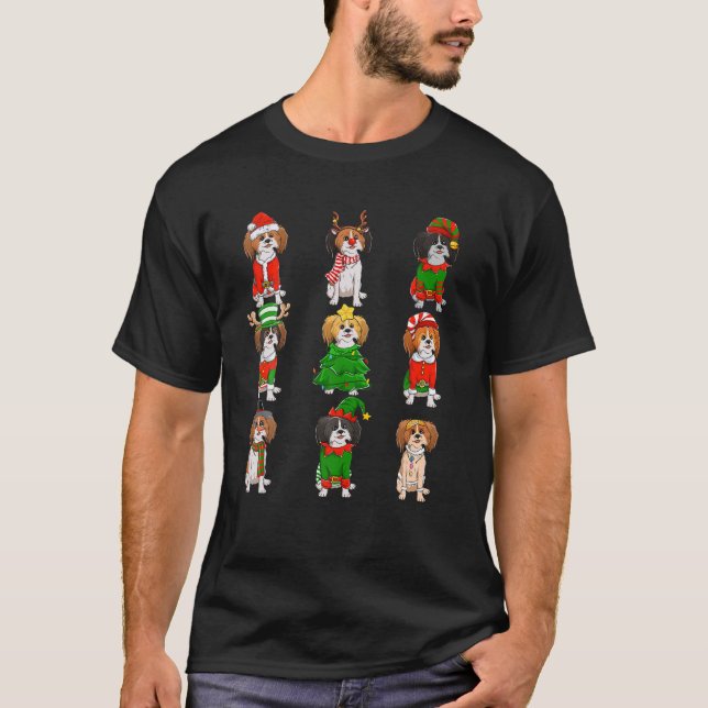 Camiseta Árbol de Navidad Santa Papillon enciende reno ELF (Anverso)