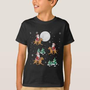 Camiseta Árbol de navidad Santa Riding Perro lobo irlandés 