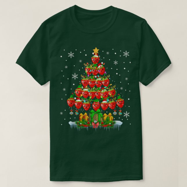 Camiseta Árbol de navidad Santa Strawberries Vegan ligero d (Diseño del anverso)