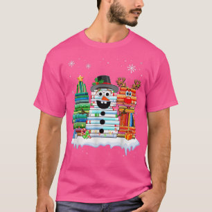Camiseta Árbol de Navidad Snowman Reindeer libro Stack Tee 