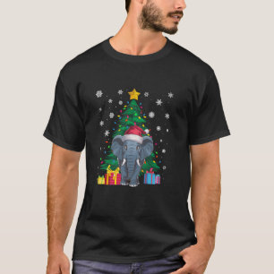 Camiseta Árbol de Navidad sudoroso enciende elefante Santa