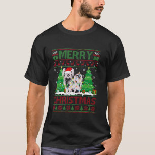 Camiseta Árbol de Navidad sudoroso iluminando al perro papi