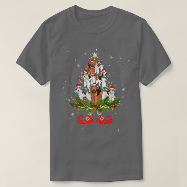 Camiseta Árbol de Navidad Terrible Iluminación Cute Perro S (Diseño del anverso)