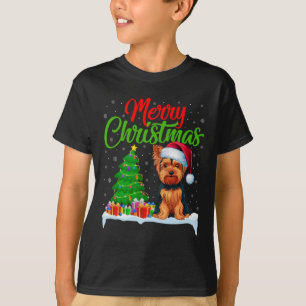 Camiseta Árbol de Navidad Terrier de Yorkshire enciende div