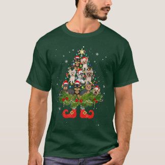 Camiseta Árbol de Navidad Terrier de Yorkshire enciende per