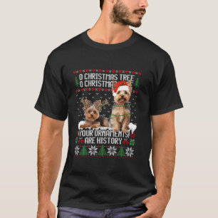 Camiseta Árbol de Navidad Terrier de Yorkshire iluminado co