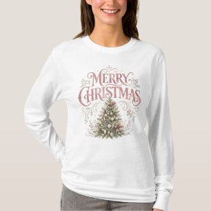 Camiseta Árbol de Navidad tradicional rosa Pinkmas