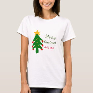 Camiseta Árbol de navidad verde rojo alegre nombre de agreg