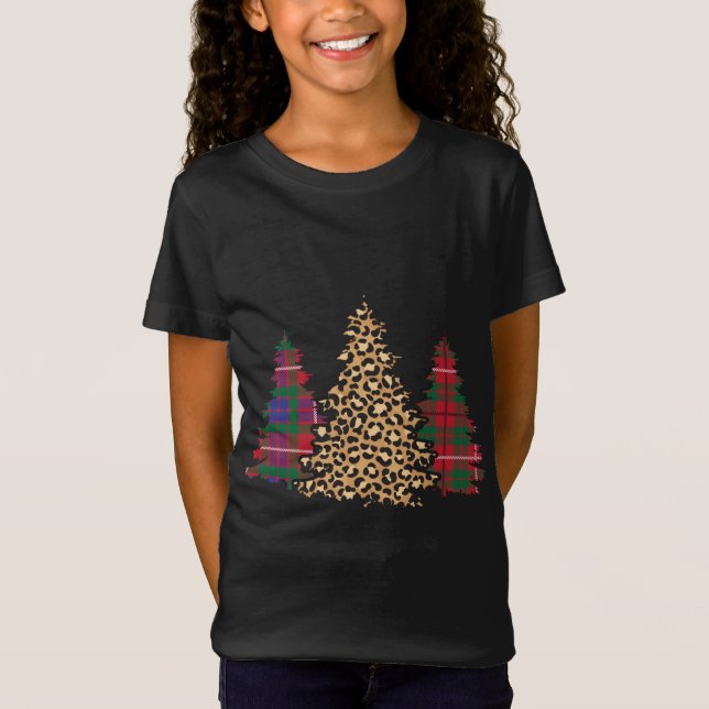 Camiseta Árbol de navidad X-Mas de patrón de leopardo de re (Anverso)