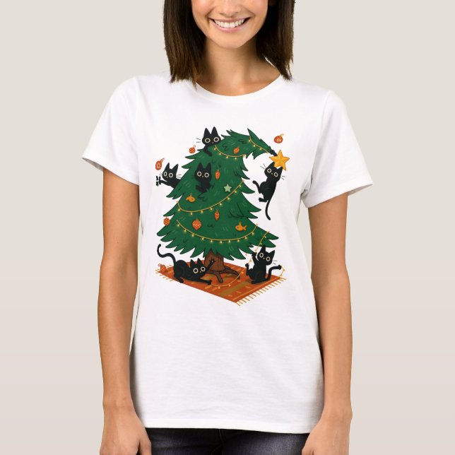 Camiseta Árbol de Navidad y Gato (Anverso)