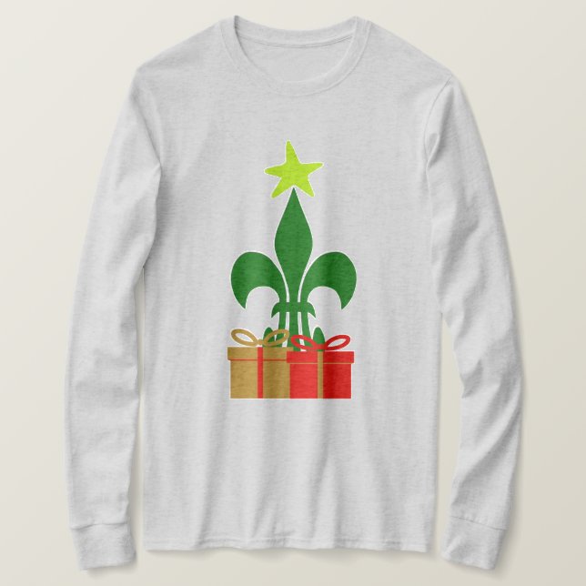 Camiseta Árbol de navidad y regalo de Cajun de la flor de (Anverso del diseño)