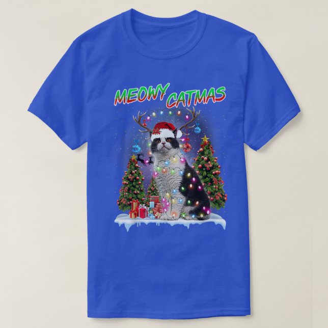 Camiseta Árbol de navidades de gatos de Shorthair británico (Diseño del anverso)