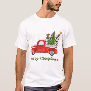 Camiseta Árbol de Navidades de leopardo de navidad rojo