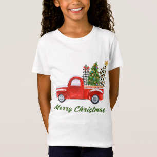Camiseta Árbol de Navidades de leopardo de navidad rojo