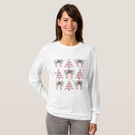 Camiseta Árbol de navidades rosado de coqueta