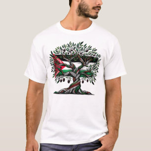 Camiseta Árbol de olivo palestino con bandera