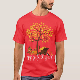 Camiseta árbol de otoño divertido y feliz con hojas que cae