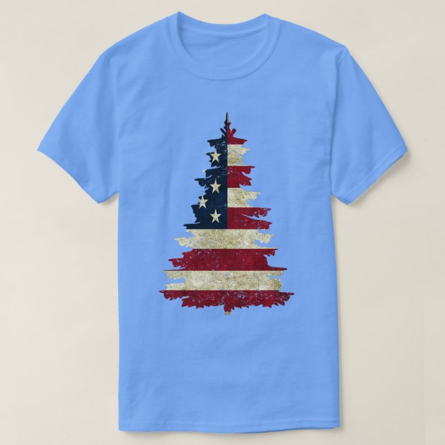 Camiseta Árbol de pájaros de bandera estadounidense (Diseño del anverso)