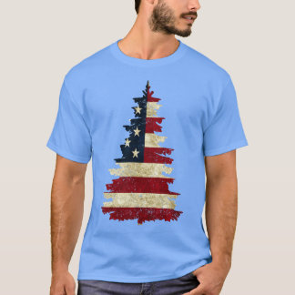 Camiseta Árbol de pájaros de bandera estadounidense