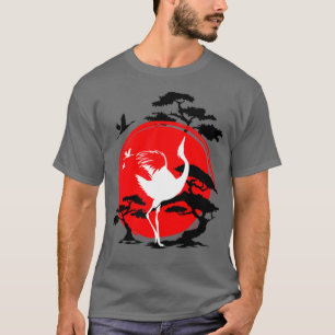 Camiseta Árbol de pájaros de la grúa japonesa Bonsai y S