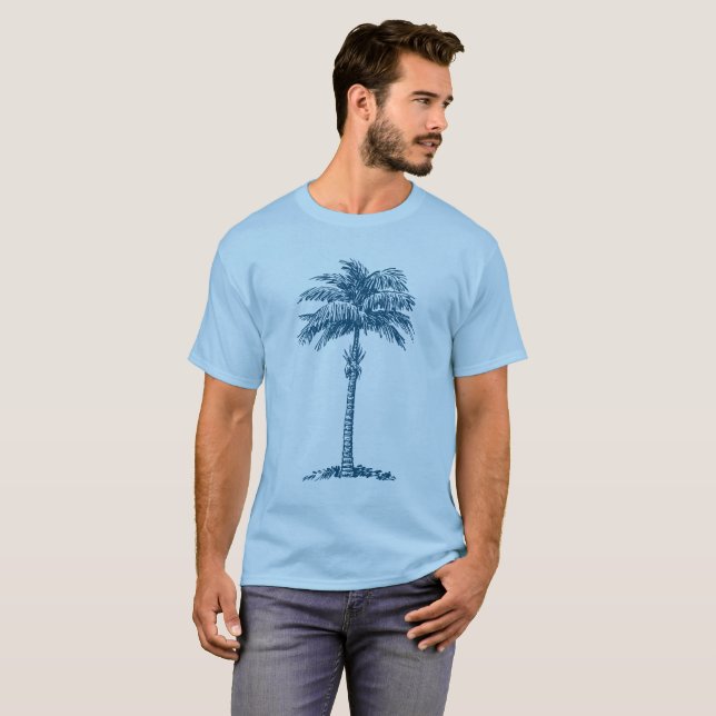 Camiseta Árbol de palma - Azul oceánico (Anverso completo)