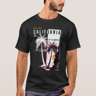 Camiseta Árbol de palma blanco y negro California Malibu
