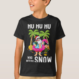 Camiseta Árbol de Palma de Navidad Santa Surfing Playa de V
