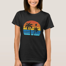 Camiseta Árbol de palma de puesta de sol retro con estilo d