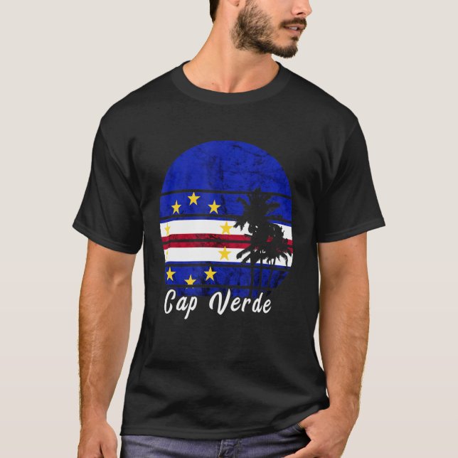 Camiseta Árbol de palma retro retro de Cabo Verde Fl (Anverso)