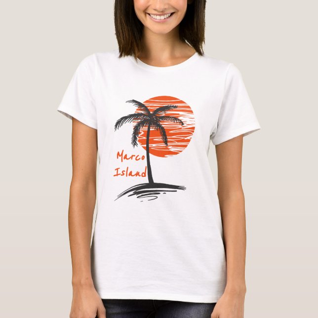 Camiseta Árbol de palmas de la isla Marco Florida (Anverso)
