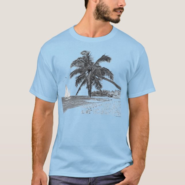 Camiseta Árbol de palmas de la playa del Océano Atlántico (Anverso)