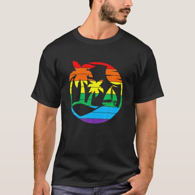Camiseta Árbol de palmas de velero arco iris (Anverso)