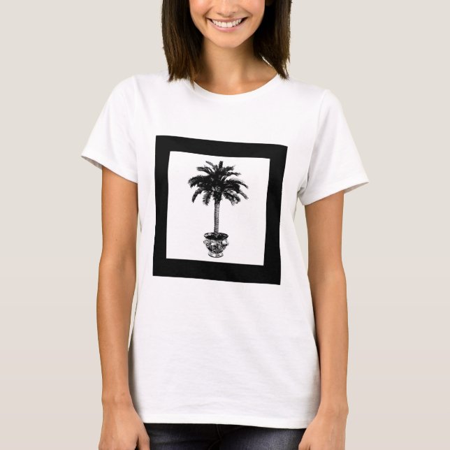 Camiseta Árbol de palmas potentes - blanco y negro (Anverso)