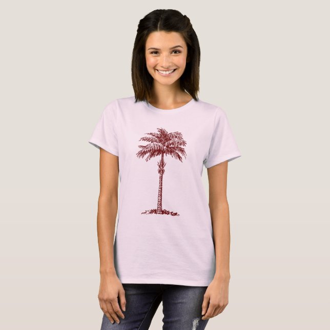 Camiseta Árbol de palmas - rojo oscuro (Anverso completo)