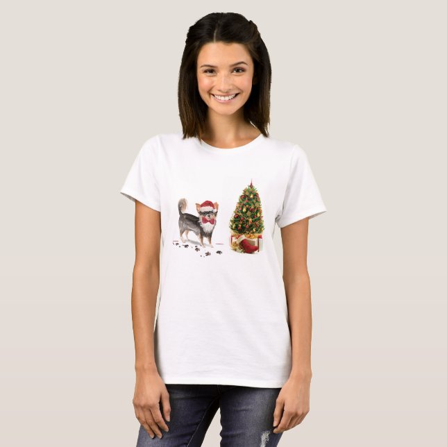 Camiseta Árbol de perros divertido de Navidades graciosos d (Anverso completo)