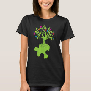 Camiseta Árbol de Piezas de Rompecabezas Conciencia y Apoyo