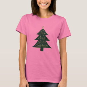 Camiseta Árbol de pino adornado con Feliz Navidad