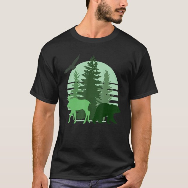 Camiseta Arbol de pino de la naturaleza del atardecer Estét (Anverso)