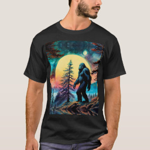 Camiseta Árbol de pino de luna llena colorido
